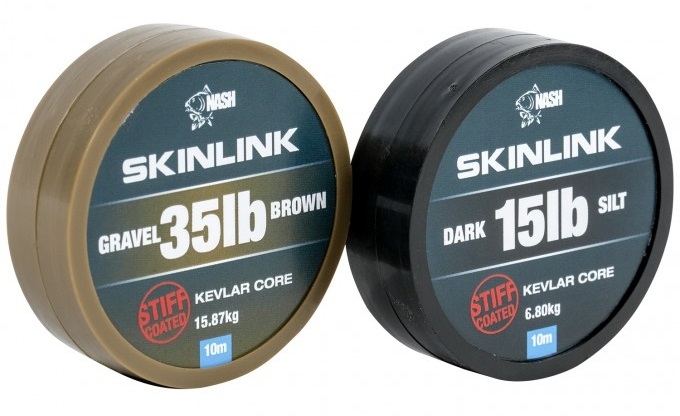 Nash návazcová šňůrka potahovaná skinlink stiff 10 m gravel hnědá-průměr 15 lb / nosnost 6