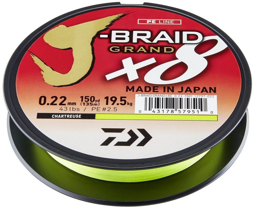 Daiwa splétaná šňůra j-braid grand x8e zelená 270 m - 0