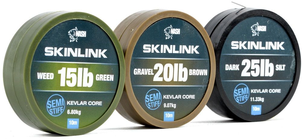 Nash návazcová šňůrka potahovaná skinlink semi stiff 10 m weed zelená-průměr 15 lb / nosnost 6