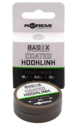 Korda návazcová šňůra basix coated hooklink camo green 10 m - 18 lb 8