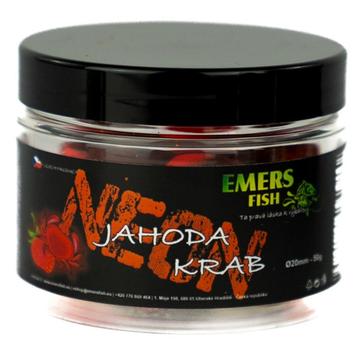 Emersfish boilie neonky jahoda krab 50 g - 16 mm