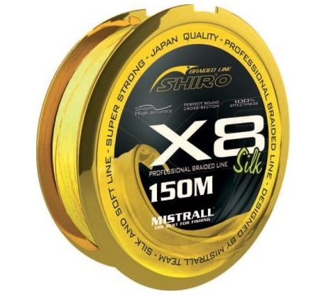 Mistrall splétaná šňůra shiro silk braided line x8 fluo 150 m - průměr 0