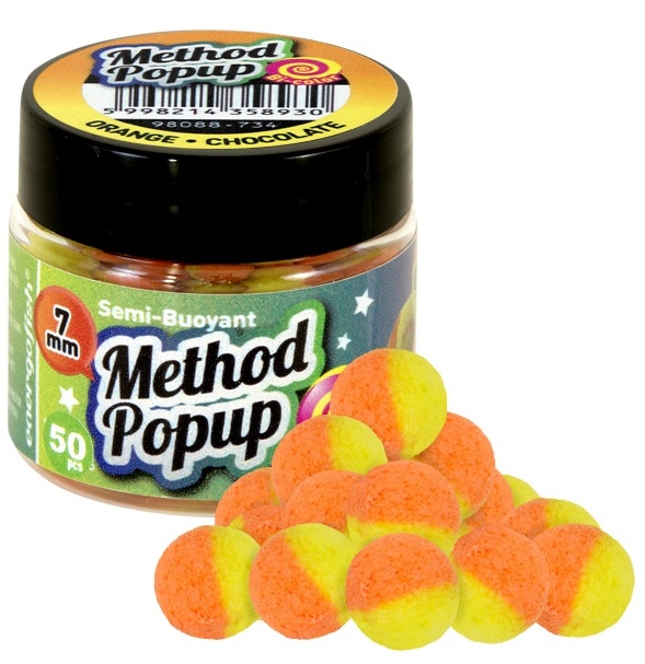 Benzar mix plovoucí boilies pop up bicolor method 7 mm - čokoláda-pomeranč